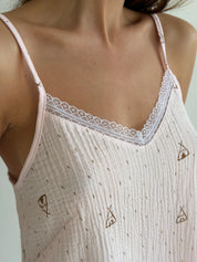 Muslin T-shirt and shorts wigwam suit in powder