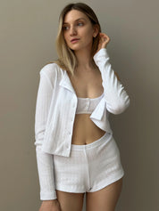 Ribbed mini shorts white