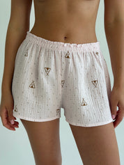 Muslin T-shirt and shorts wigwam suit in powder