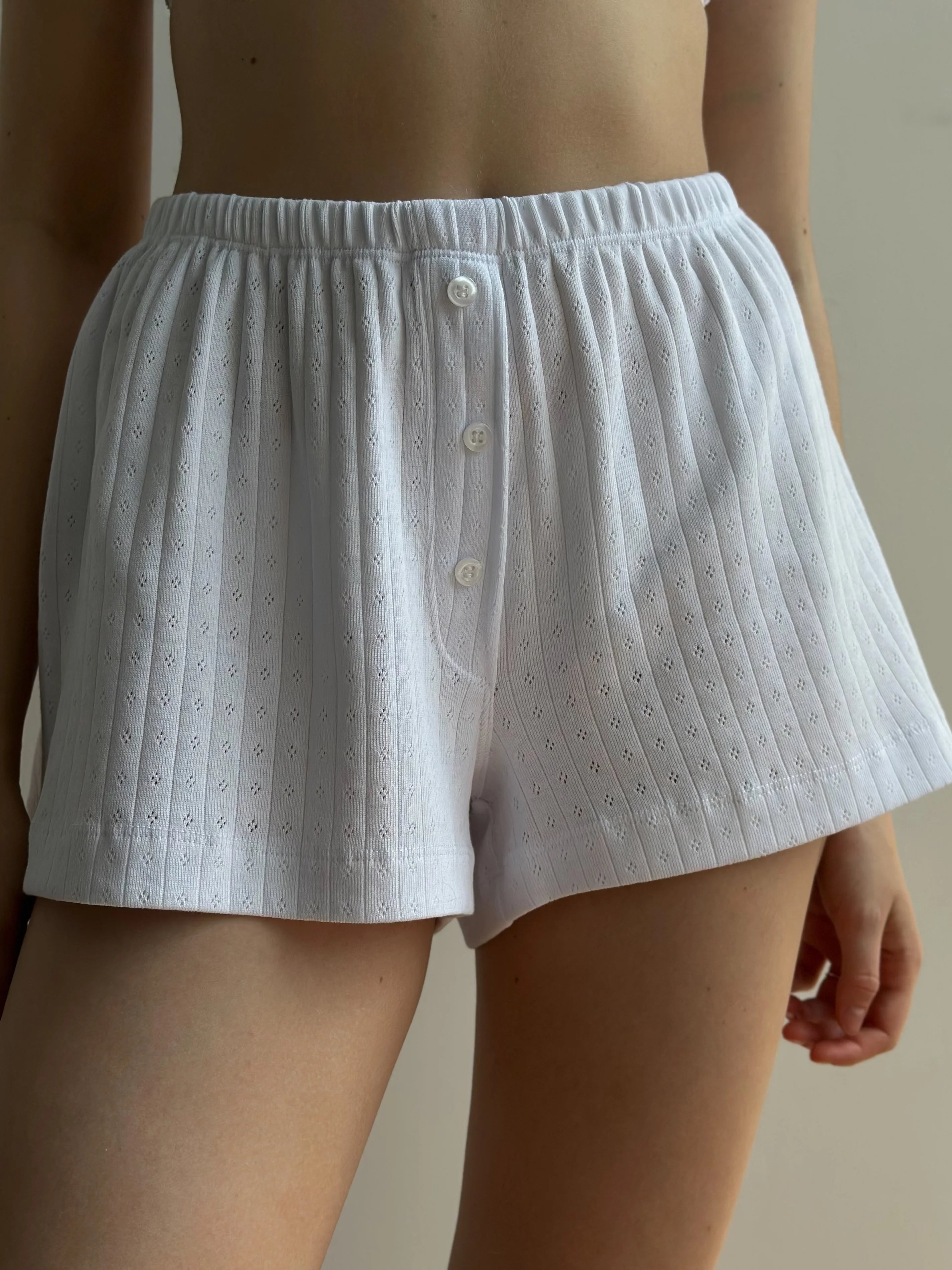 Ribbed shorts white