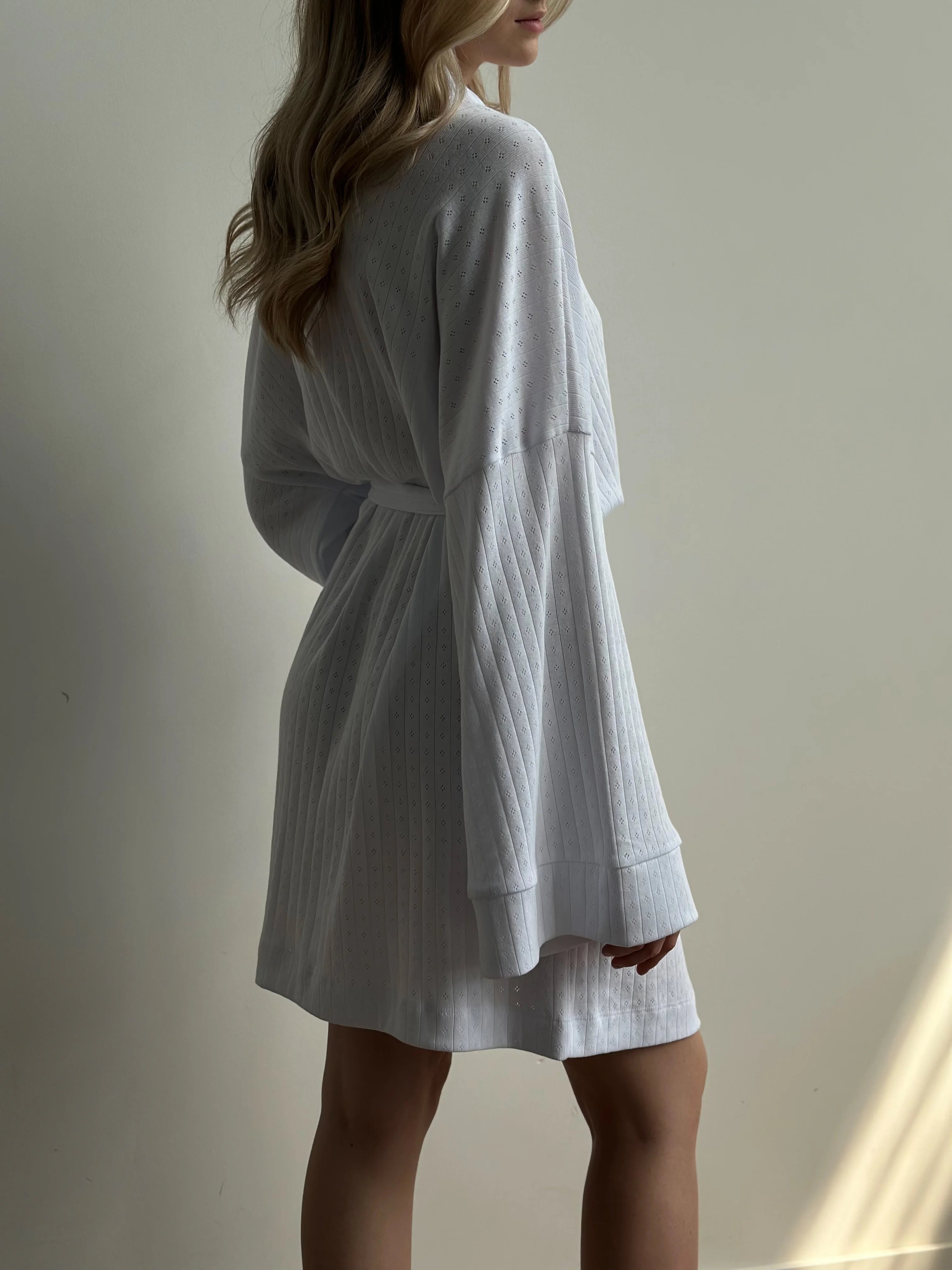 Ribbed White bathrobe