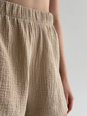 Muslin set 2-layer kimono and shorts beige