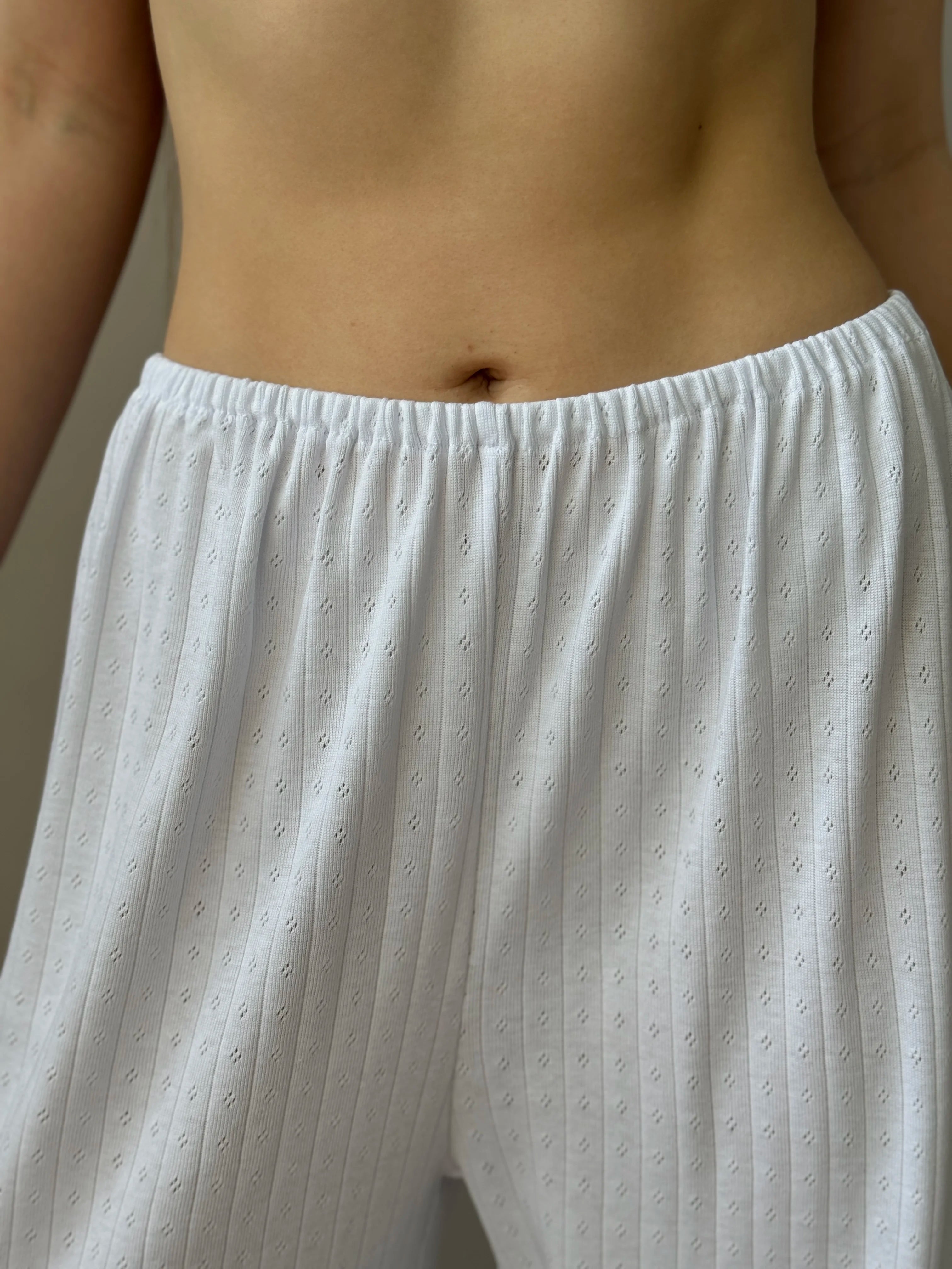 Ribbed wide pants white