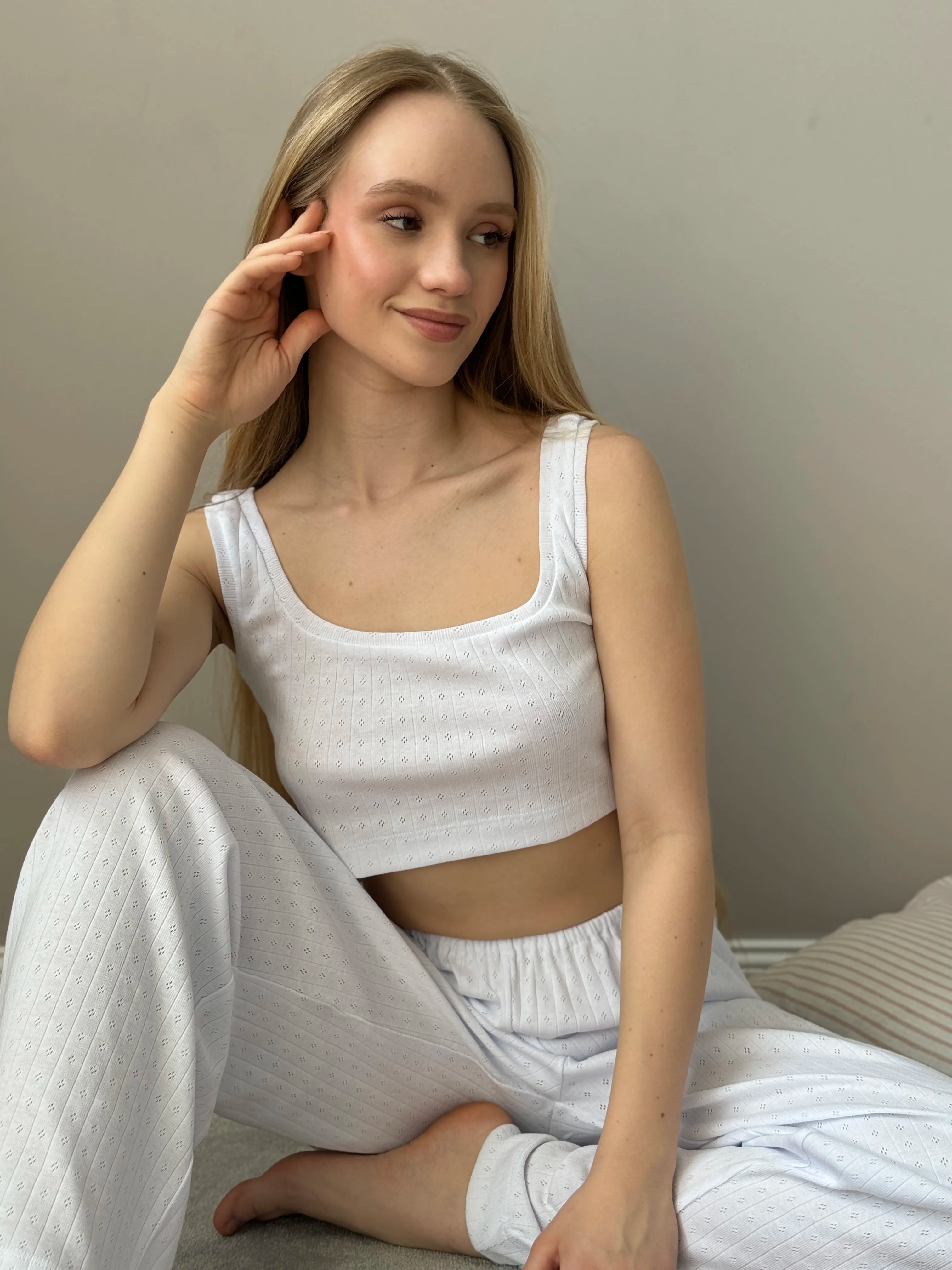 Ribbed top mini white