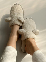 Women's HS fur slippers TEDDI white