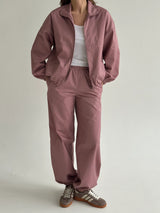 Powder Cotton Bomber Jacket and Pants Suit