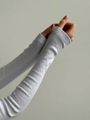 Ribbed longsleeve white (without button)