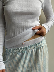 Ribbed longsleeve white (without button)