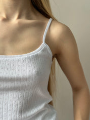 Ribbed T-shirt with straps white