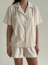 Shirt and shorts suit terry abstraction milky