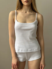 Ribbed T-shirt with straps white