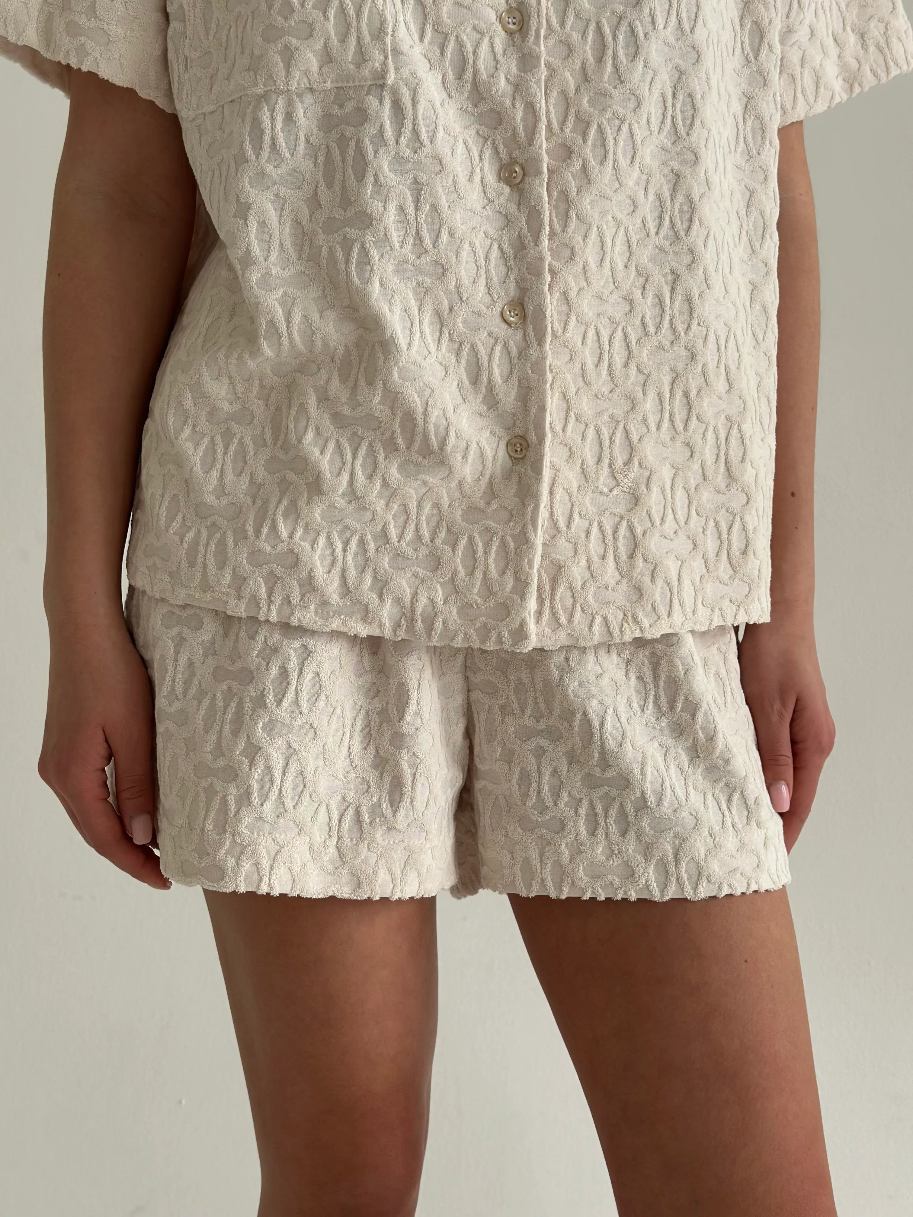 Shirt and shorts suit terry abstraction milky