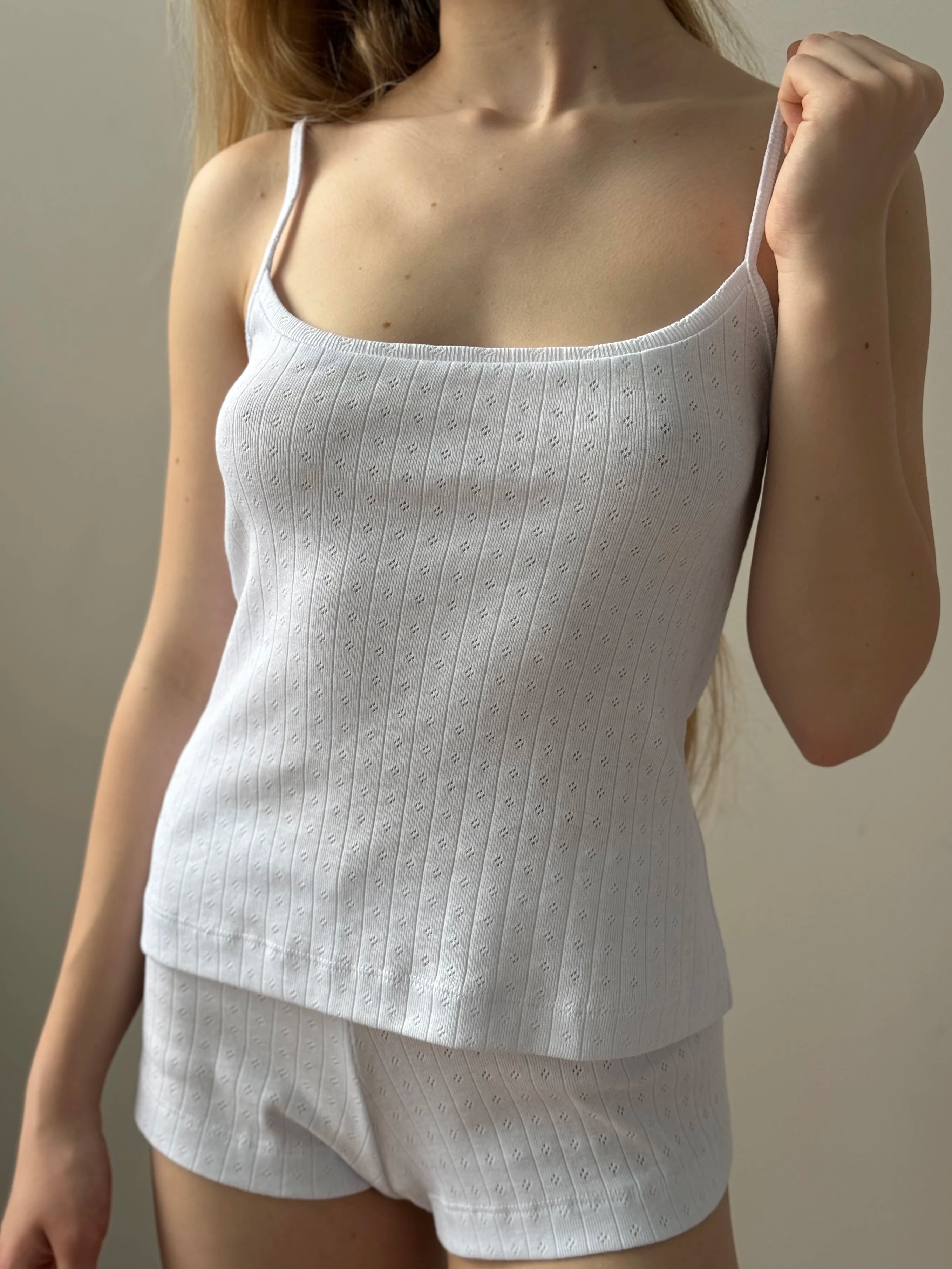Ribbed T-shirt with straps white