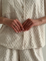 Shirt and shorts suit terry abstraction milky