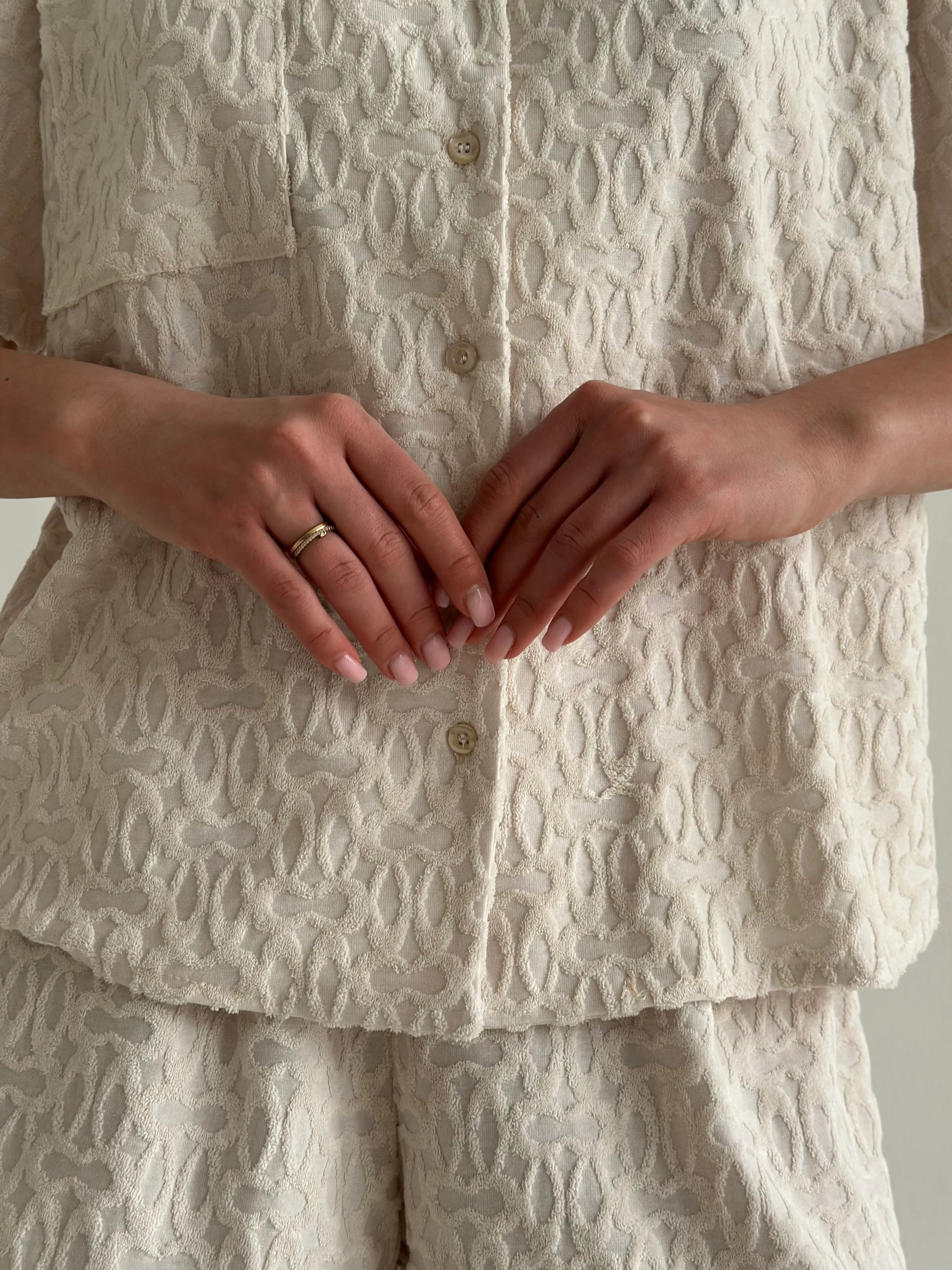 Shirt and shorts suit terry abstraction milky