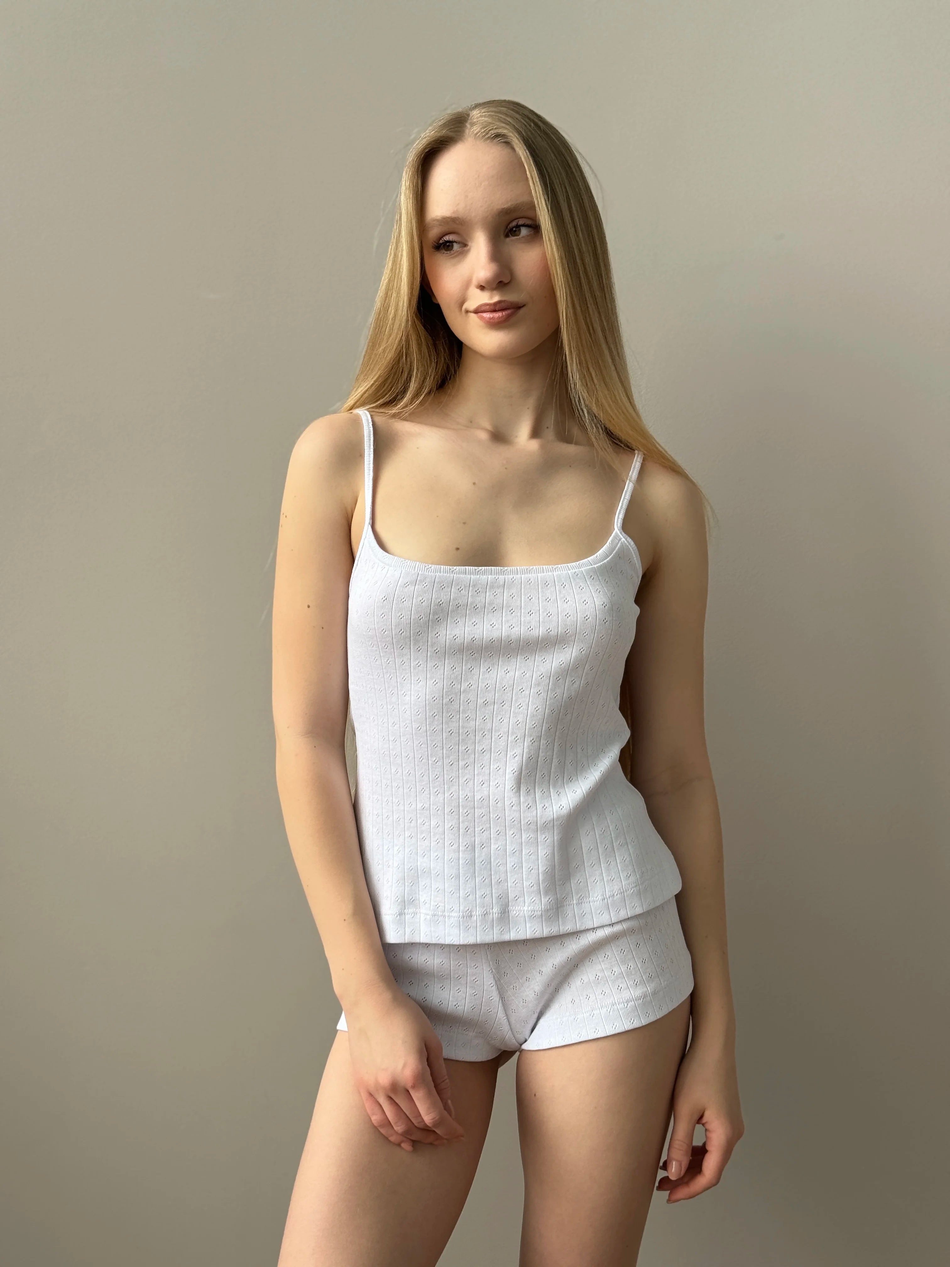 Ribbed T-shirt with straps white