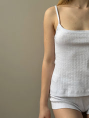 Ribbed T-shirt with straps white