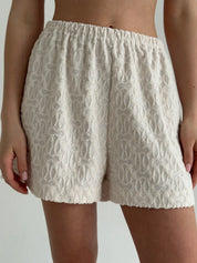 Shirt and shorts suit terry abstraction milky