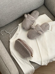 Gift set TEDDY grey (cosmetic bag, slippers)