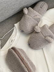 Gift set TEDDY grey (cosmetic bag, slippers)