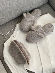 Gift set TEDDY grey (cosmetic bag, slippers)