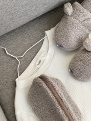 Gift set TEDDY grey (cosmetic bag, slippers)