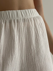 Muslin Set 2-layer Short Sleeve Shirt and Shorts White