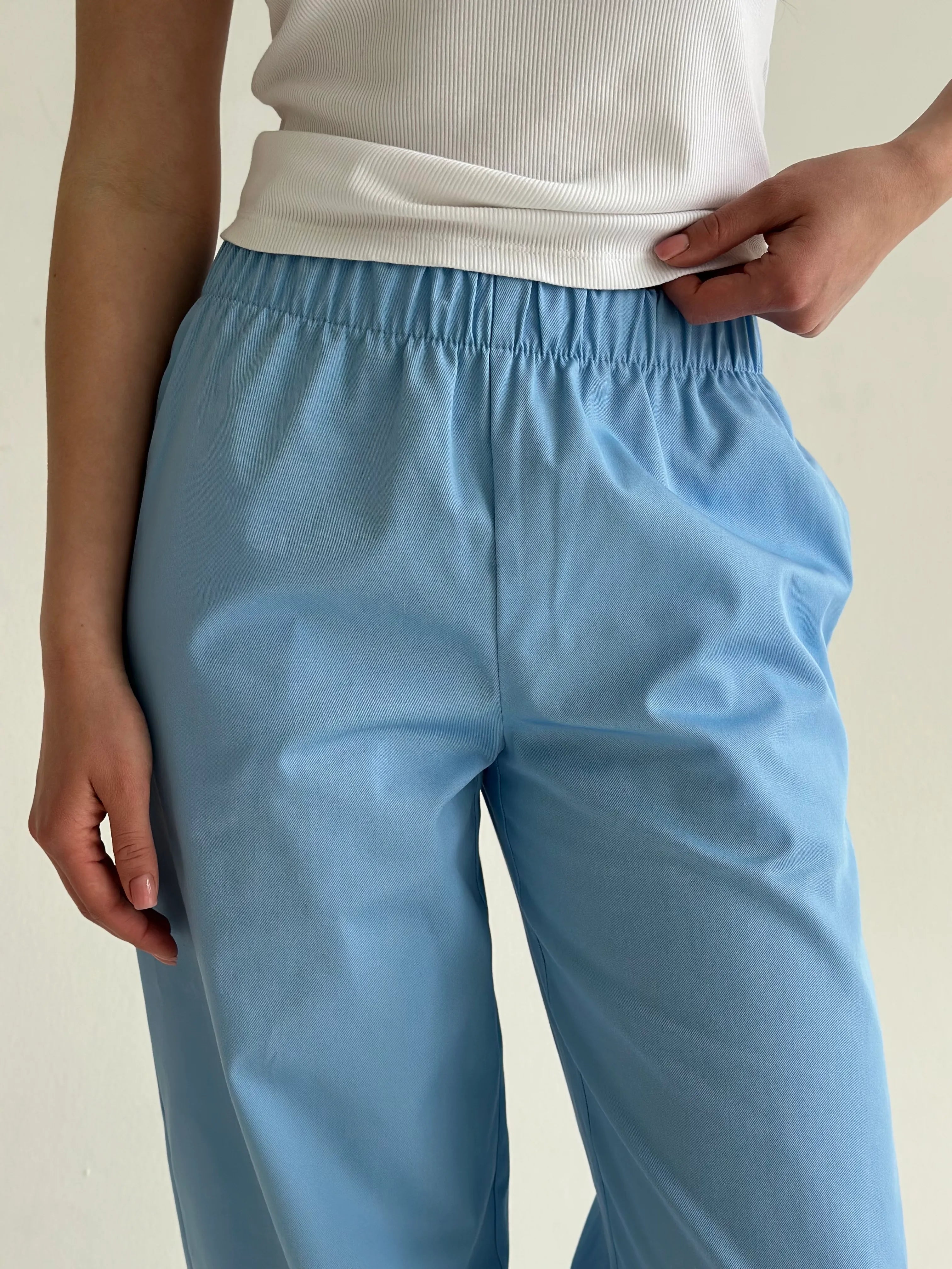 Light blue Cotton Bomber Jacket and Pants Suit