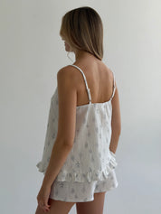 Muslin T-shirt and shorts set twig on white