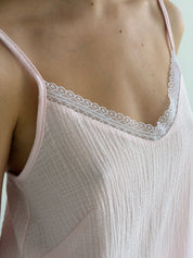 Muslin T-shirt and shorts suit powder