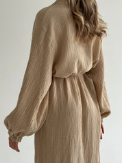 Muslin Robe long beige 2-layer.
