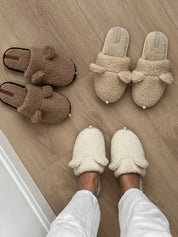 Women's HS fur slippers TEDDI milk