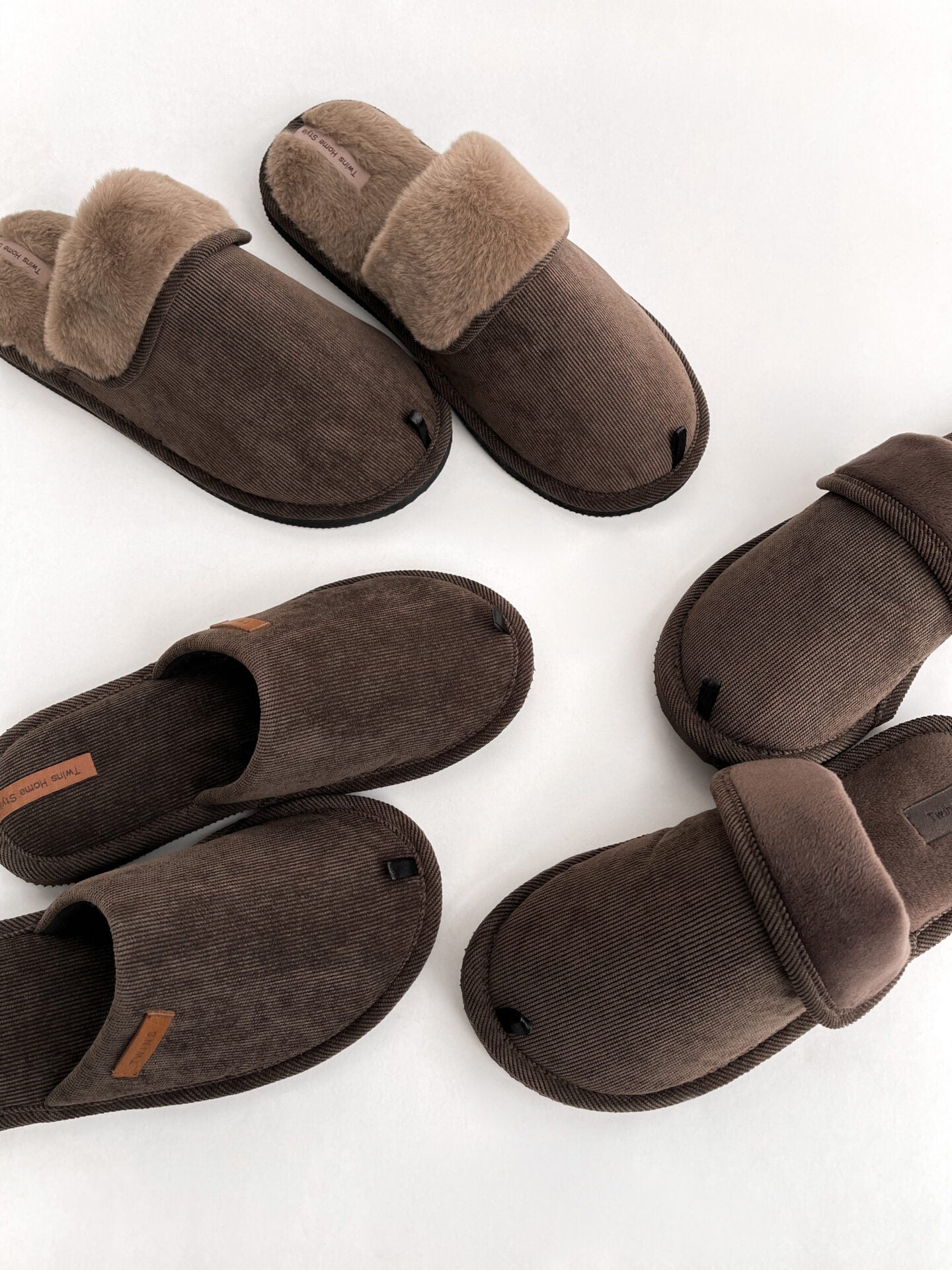 Men's slippers HS-OZ VELVET with fur inside out, brown