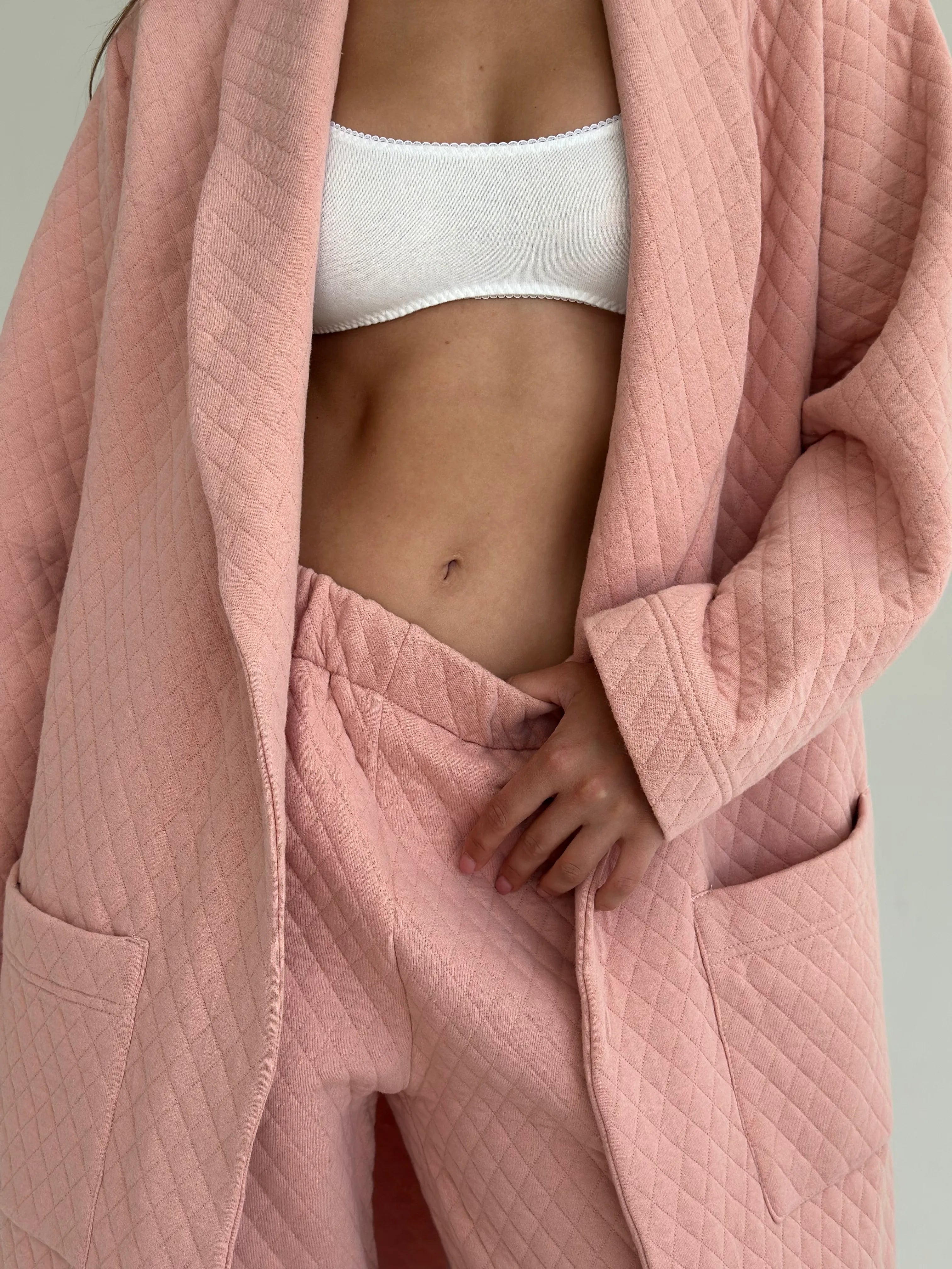 Pink quilted knit pants