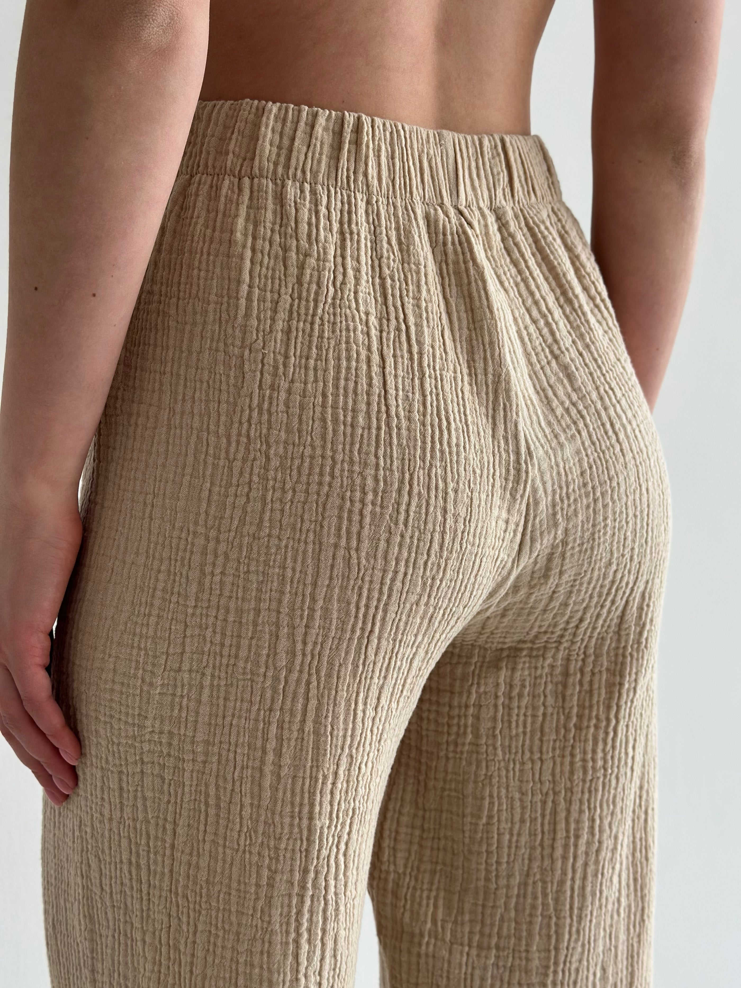 Muslin set 2-layer kimono and pants beige