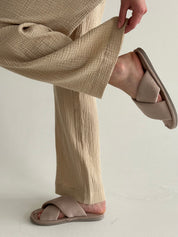 Muslin set 2-layer kimono and pants beige