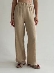 Muslin set 2-layer kimono and pants beige