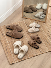 Children's fur slippers TEDDI brown