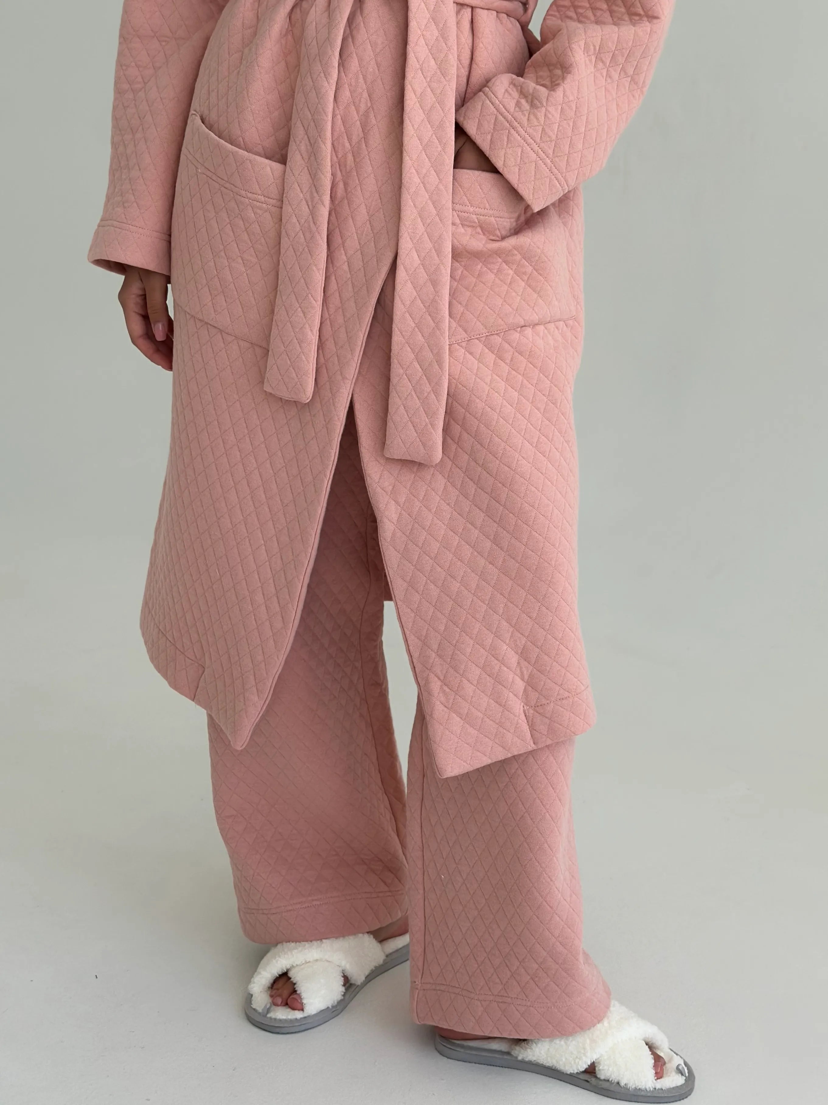 Pink quilted knit pants