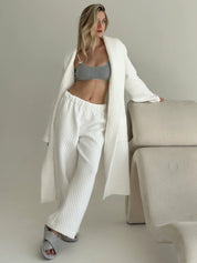 White quilted knit pants