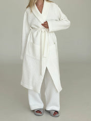 White quilted knitwear bathrobe