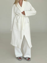 White quilted knitwear bathrobe