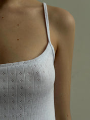 White ribbed sleep dress with ruffles
