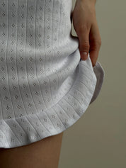 White ribbed sleep dress with ruffles