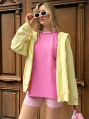 T-shirt with white trim, pink, onesize