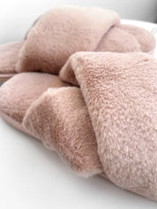 Women's slippers HS-LUX fur cross pink