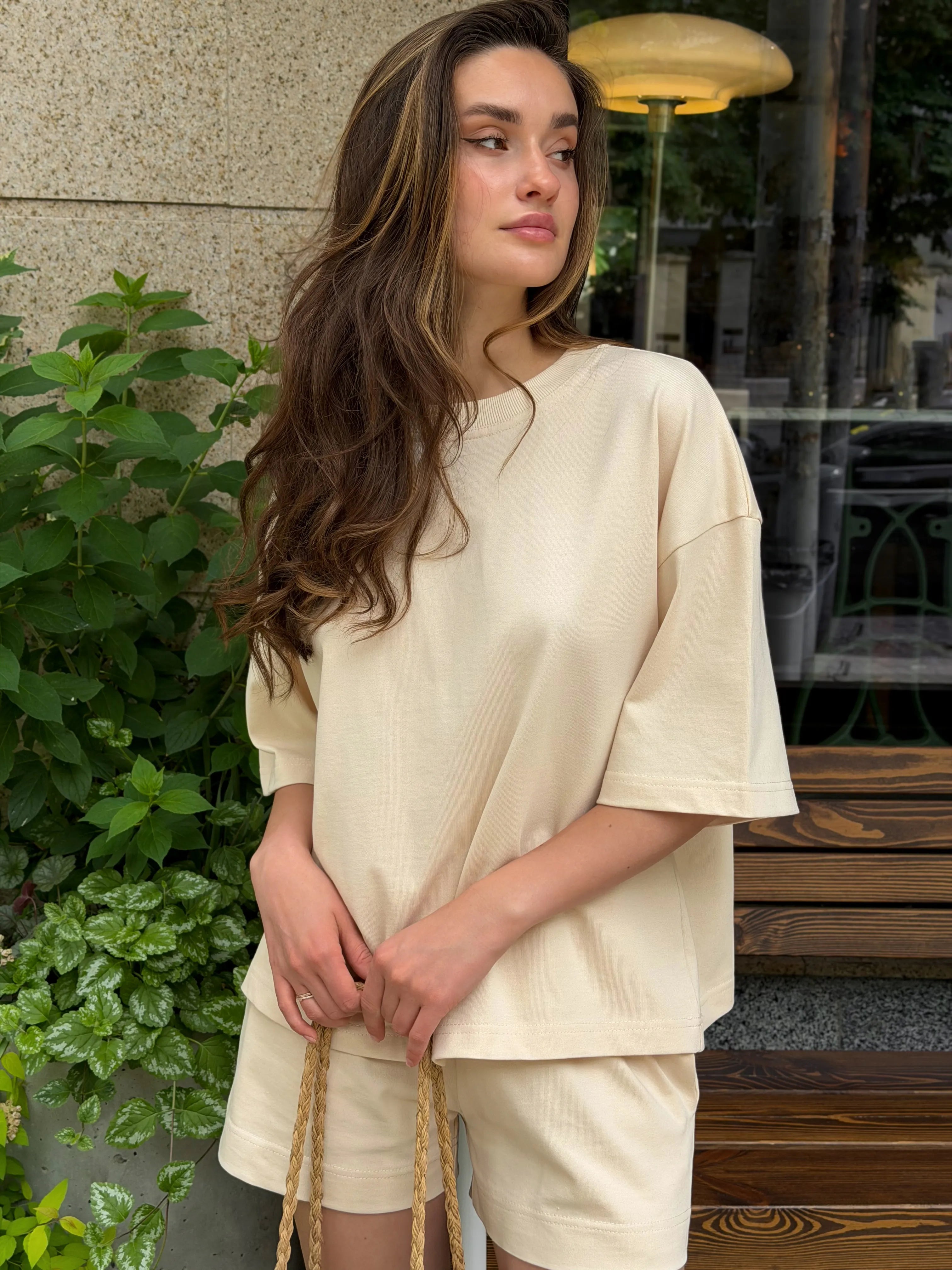 Knitwear Suit T-Shirt and Shorts beige