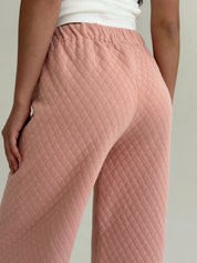 Pink quilted knit pants
