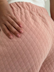 Pink quilted knit pants