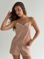 Suit batiste T-shirt and shorts beige/powder